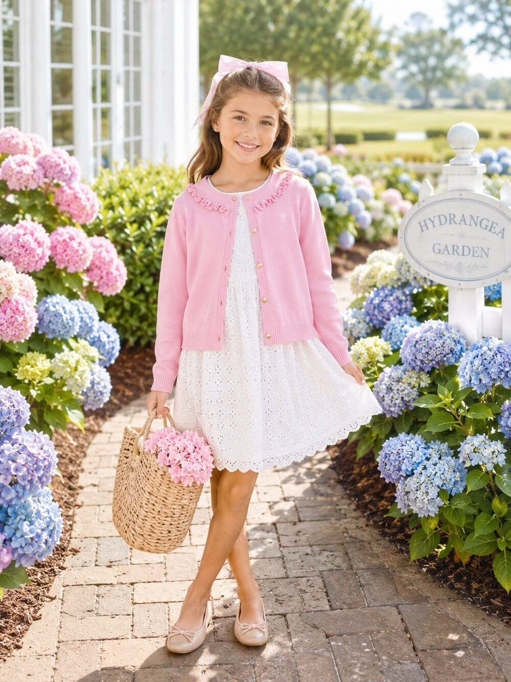 Lilly Pulitzer Girls Pink Ruffle Cardigan Sweater | Preppy Coastal